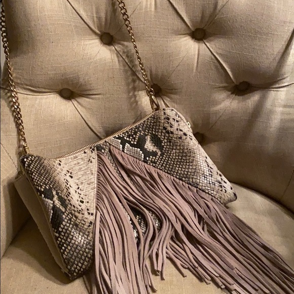 Top shop snakeskin fridge tassel shoulder bag - Picture 2 of 4